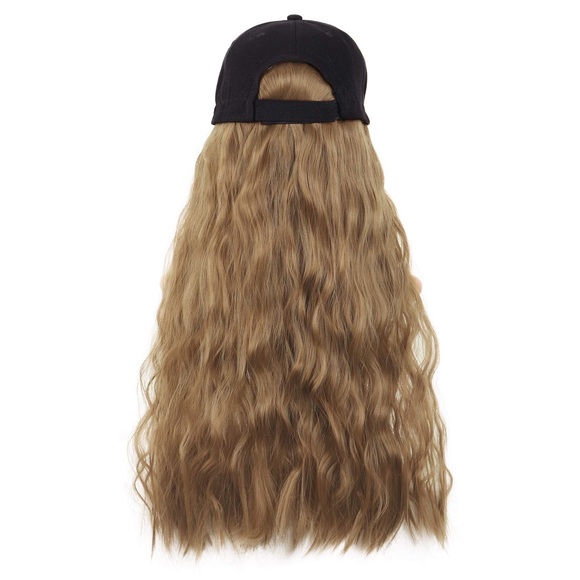 24 Inch Long Curly Synthetic Hair Extension Adjustable Baseball Hat Wig (Brown) - Picture 3 of 4